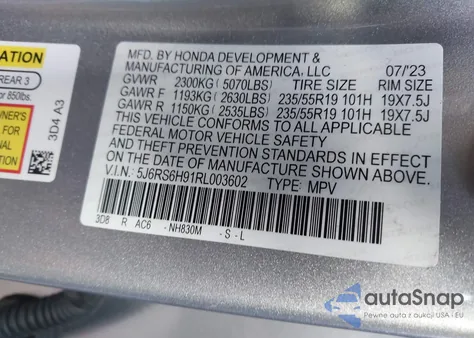 2024 Honda Cr-V Hybrid Sport Touring z USA, uszkodzony, nr VIN 5J6RS6H91RL003602